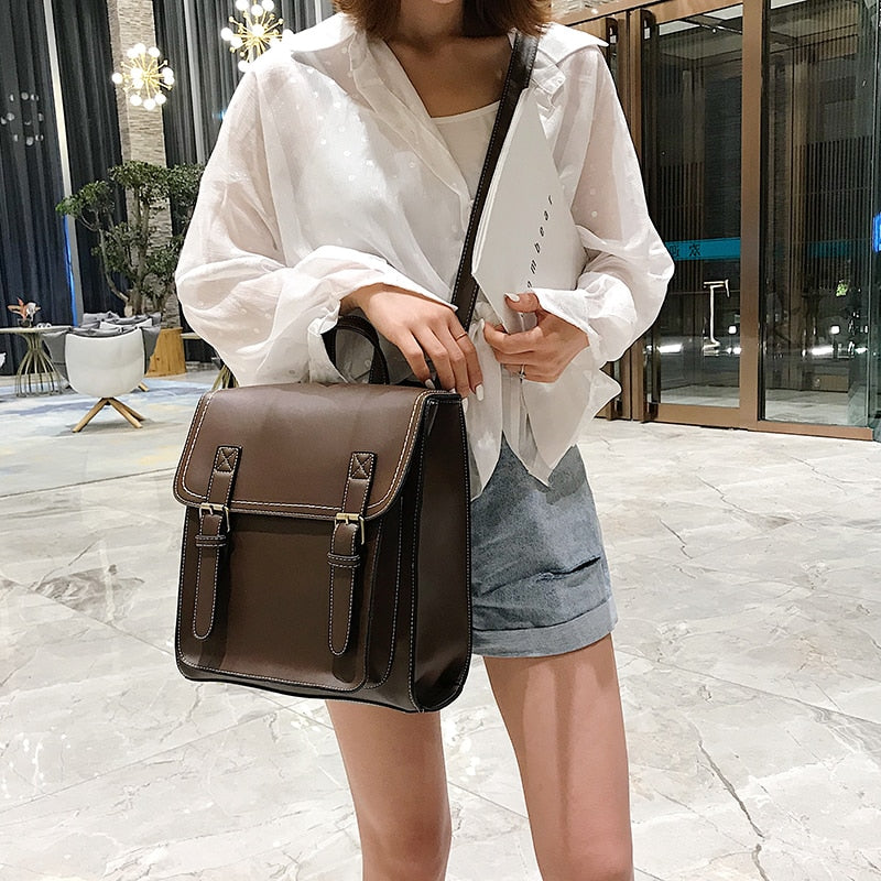 Sac de Voyage Vintage Femme en PU Marron