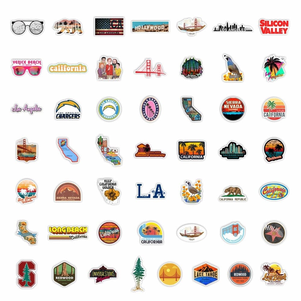 Stickers de Voyage Californie - Pack de 50