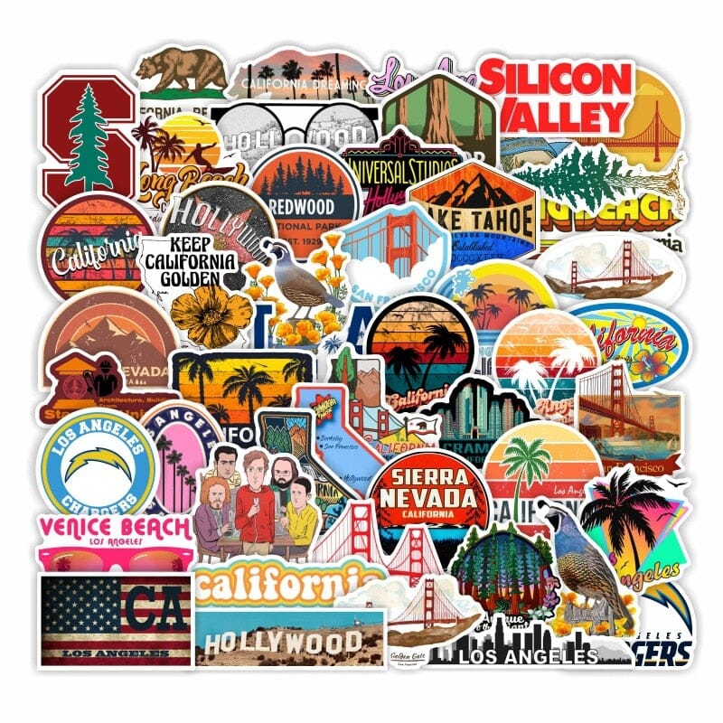 Stickers de Voyage Californie - Pack de 50